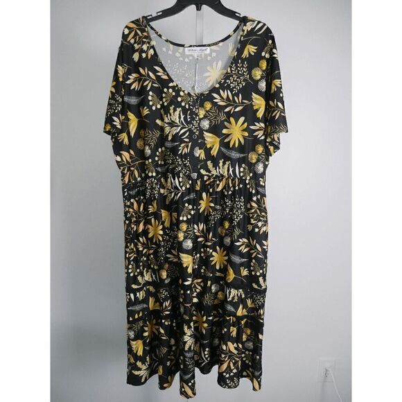 White Mark Women's Floral Short Sleeve Knee Length Dress 3XL - Picture 2 of 9